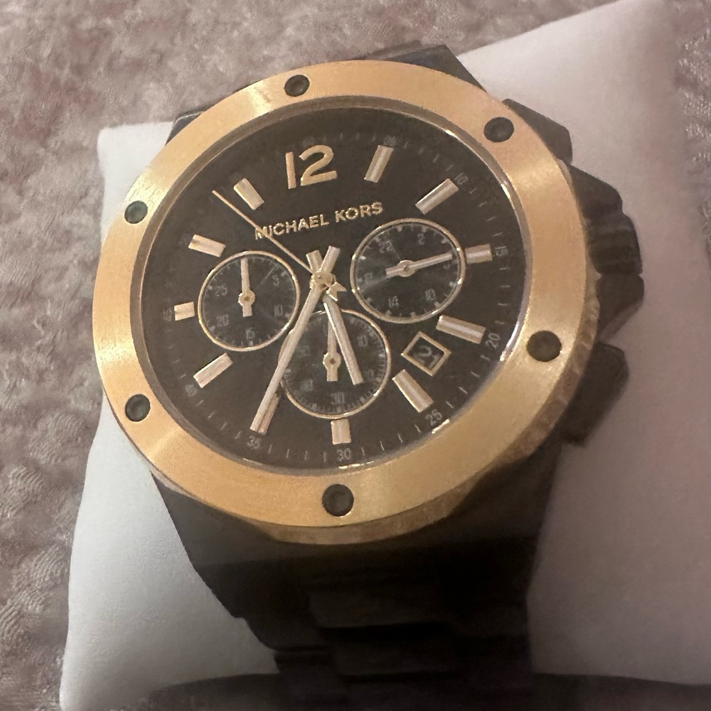 Michael Kors Black and Gold Chronograph Watch